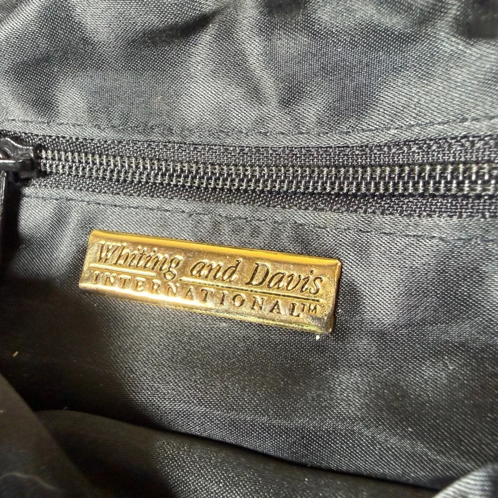 Whiting and Davis Vintage Bag Black Metal Mesh Rhinestone Gold Frame Pearl Clasp